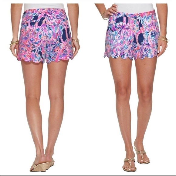 NWOT Lilly Pulitzer Head in The Sand Scalloped Hem Shorts 100% Cotton Coquette - Picture 3 of 11